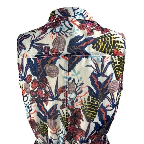 Grey Jason Wu Sz 8 Multicolor Floral Print Sleeveless Midi Dress Asymmetrical - Picture 8 of 13